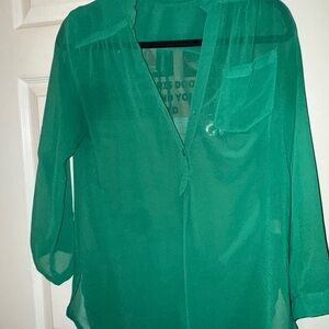 Fun 2 Fun Green Sheer Blouse